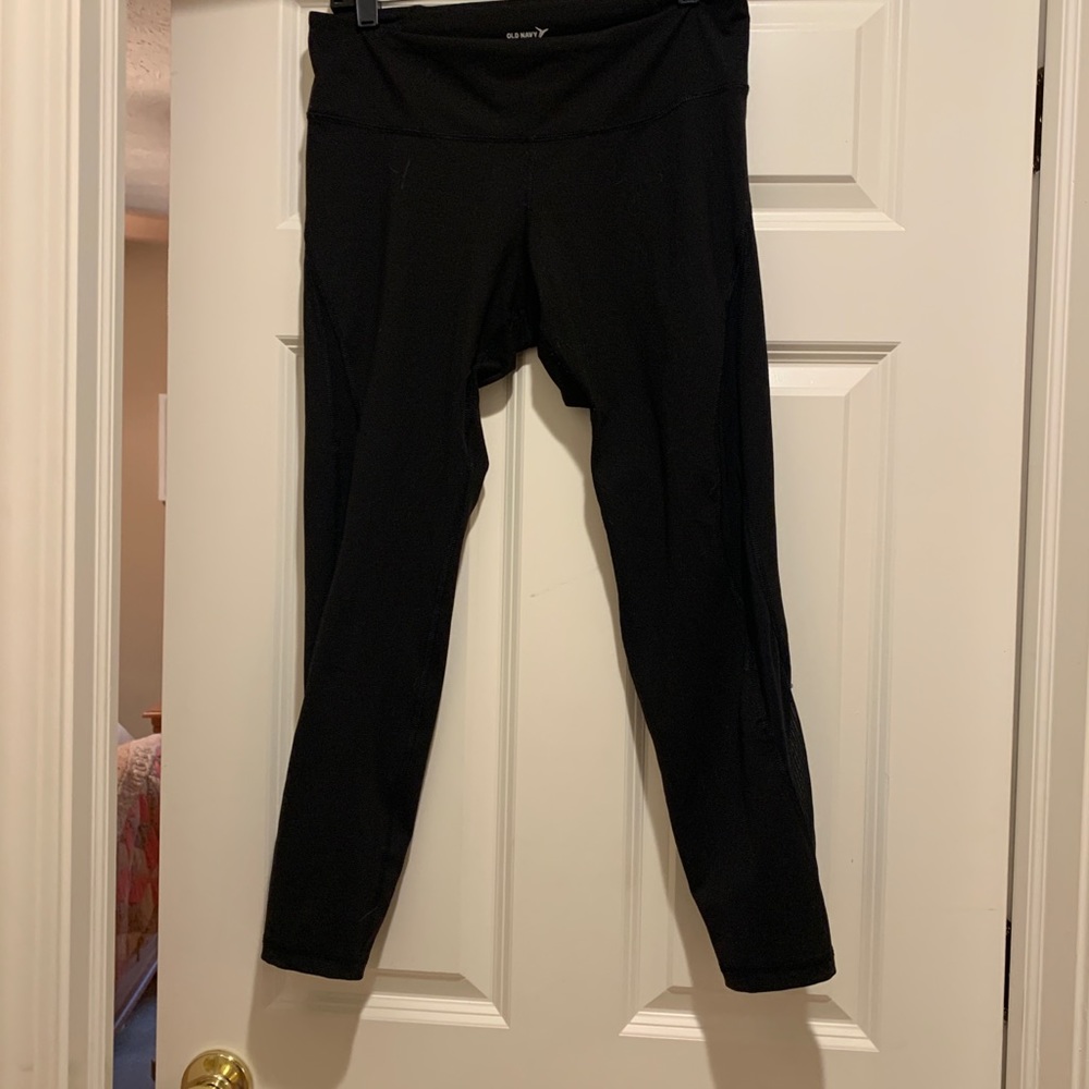 Old Navy Active, Leggings, Black, Cut outs with sheer material on both legs